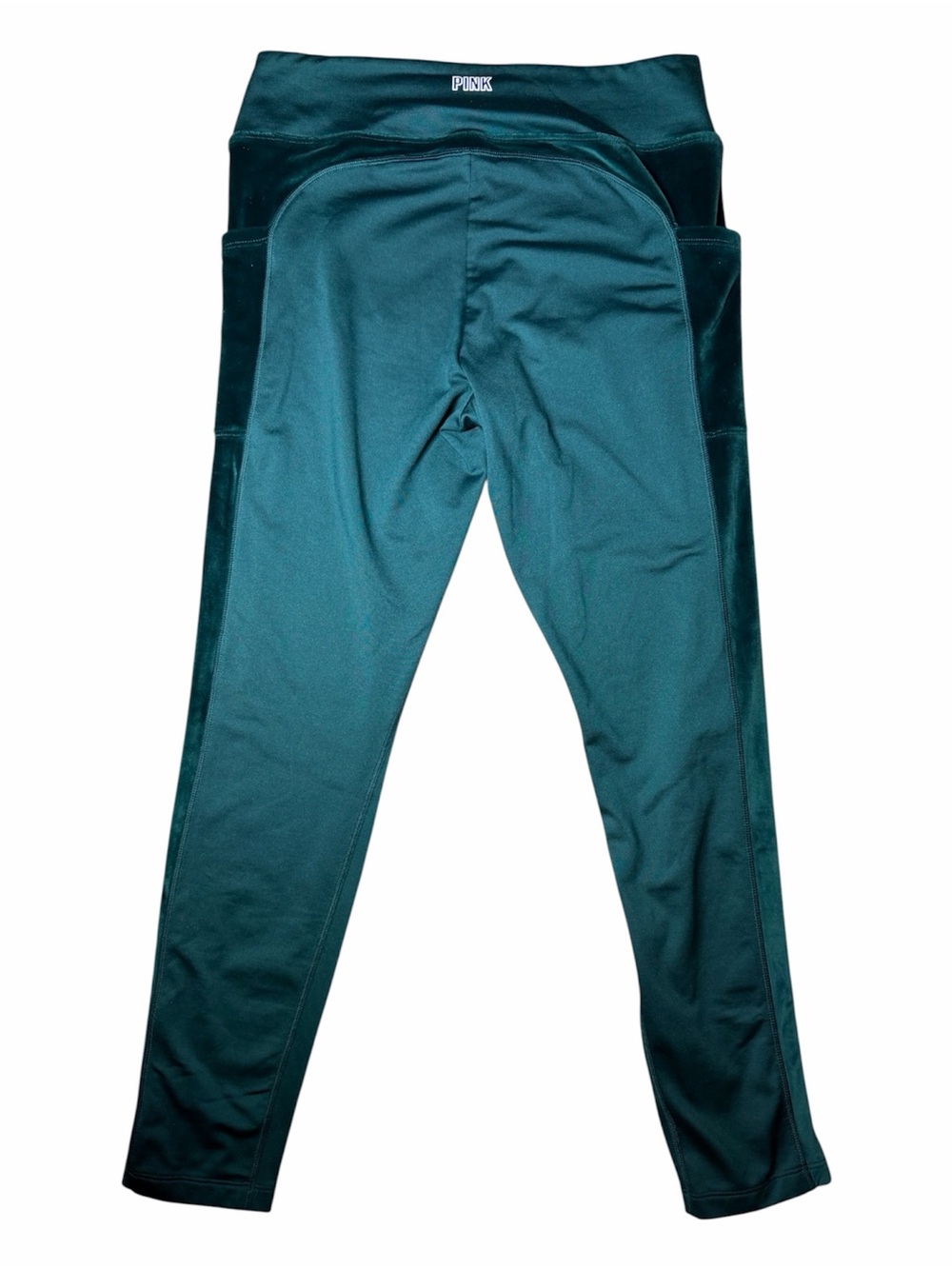 PINK Victoria's Secret Emerald Green Athletic Leggings with Velvet Side Panels